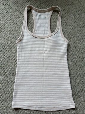 NWOT aerie Beige and White Striped Racerback Tank
